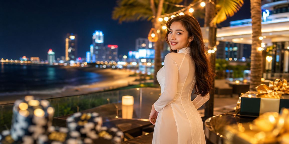 Khung cảnh Đà Nẵng với áo dài gợi chủ đề bảo vệ dữ liệu người dùng trực tuyến